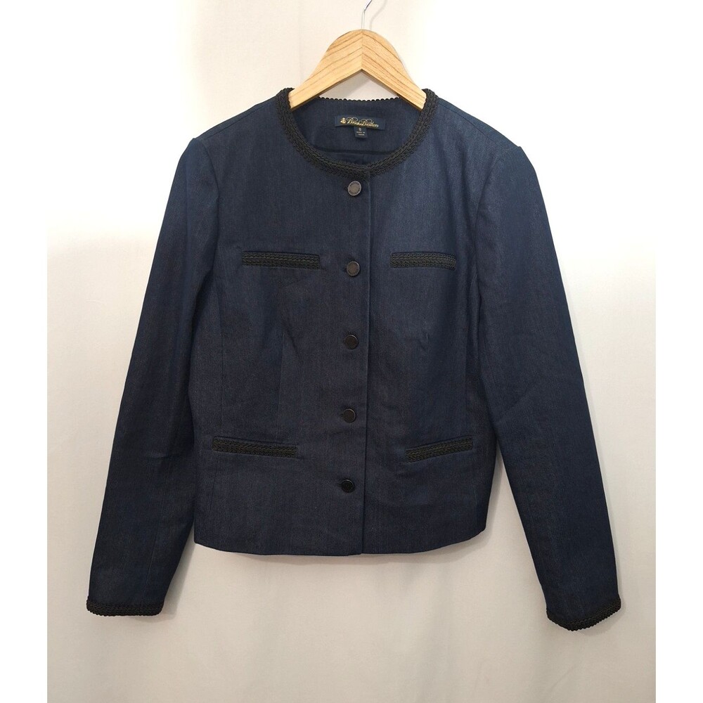 Brooks Brothers Denim Blazer Jacket Womens Sz 8 Pockets Regency Old Money School